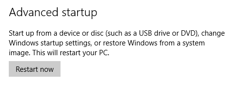 高级启动选项 - 立即重启按钮
