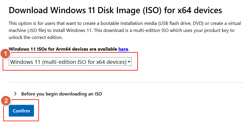 Windows 11 ISO 下载选择